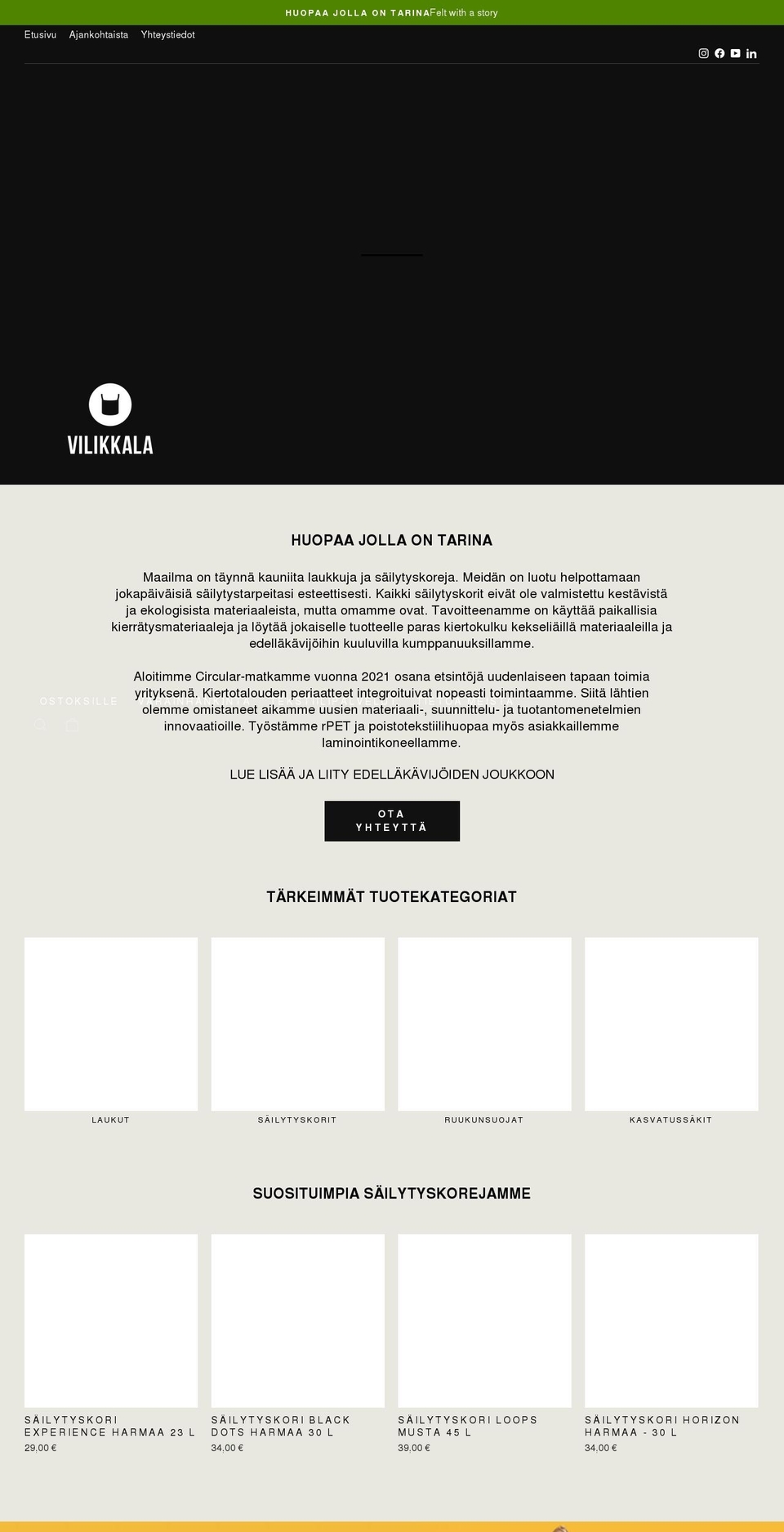 vilikkala.fi shopify website screenshot