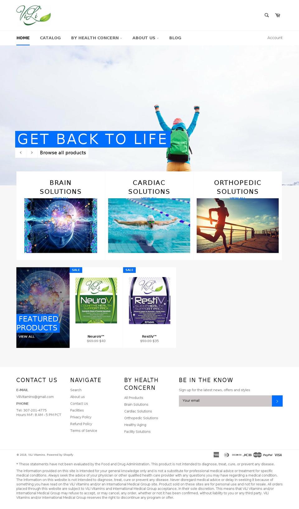 vilivitamins.com shopify website screenshot