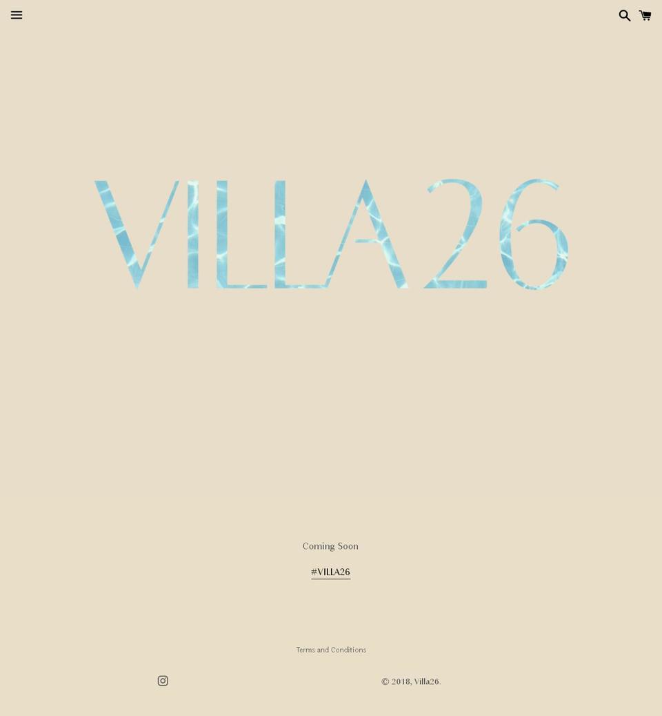 villa26.com shopify website screenshot