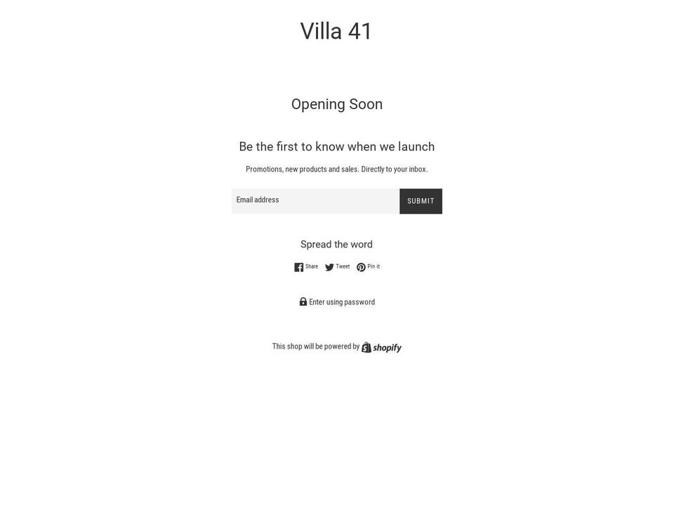 villa41.com shopify website screenshot