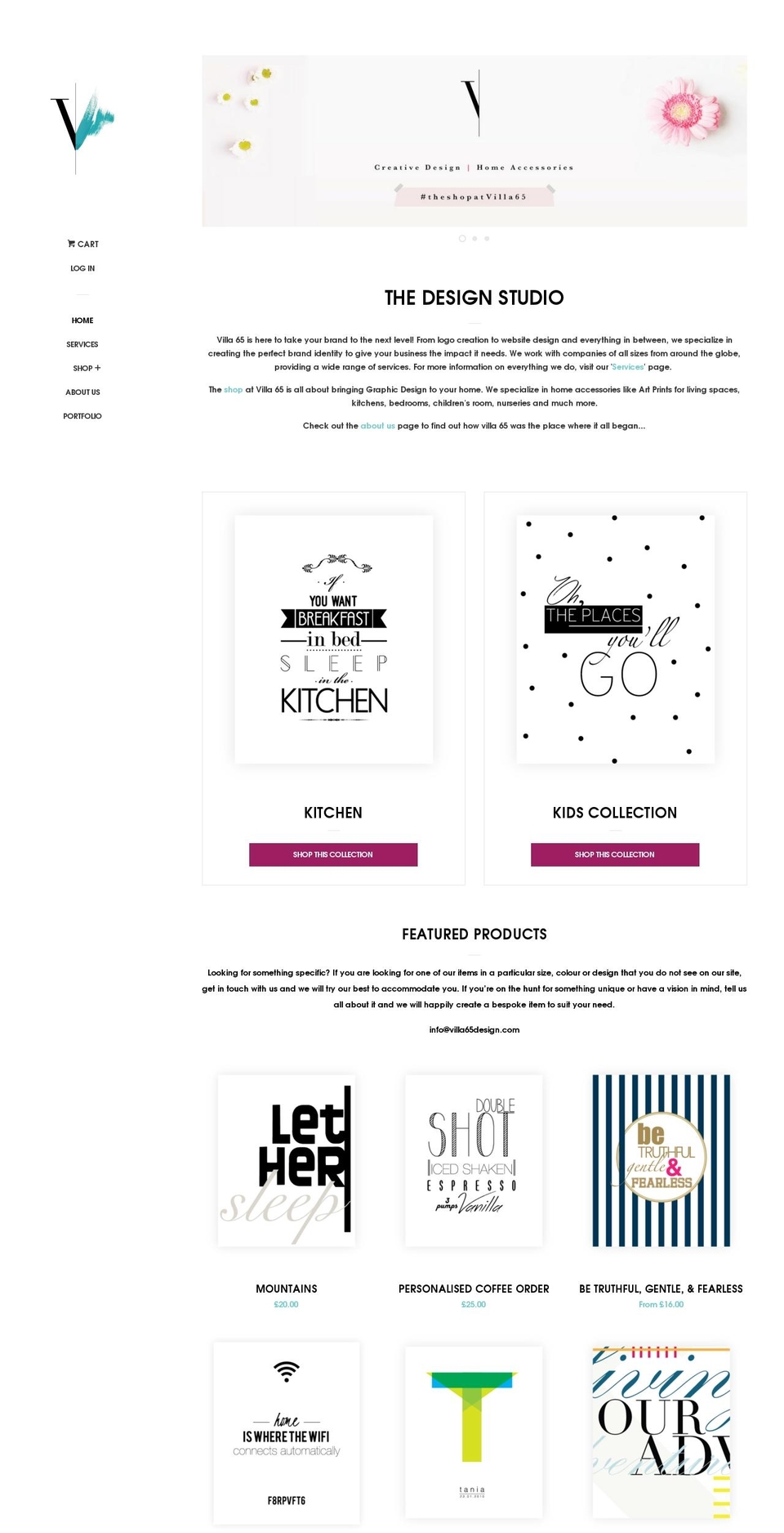villa65design.com shopify website screenshot