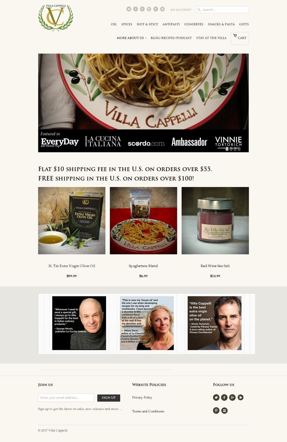 villacappelli.com shopify website screenshot