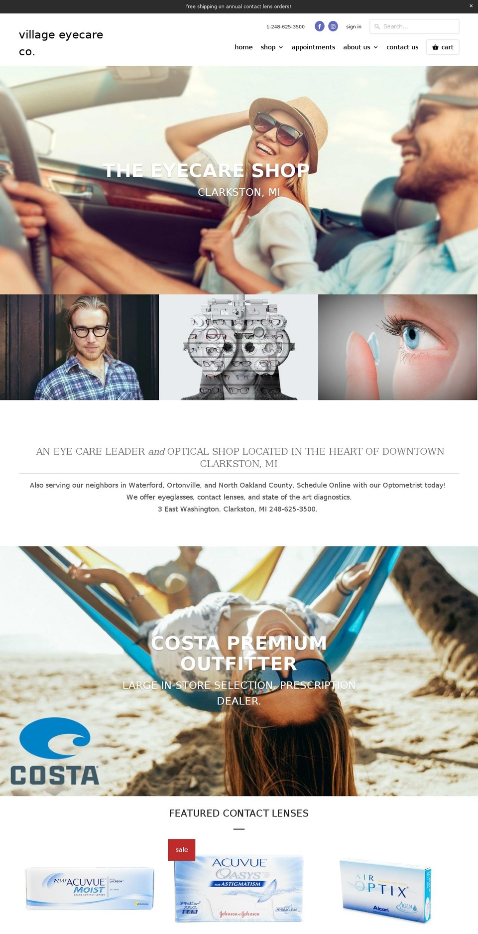 villageeyecareshop.com — Shopify storefront screenshot