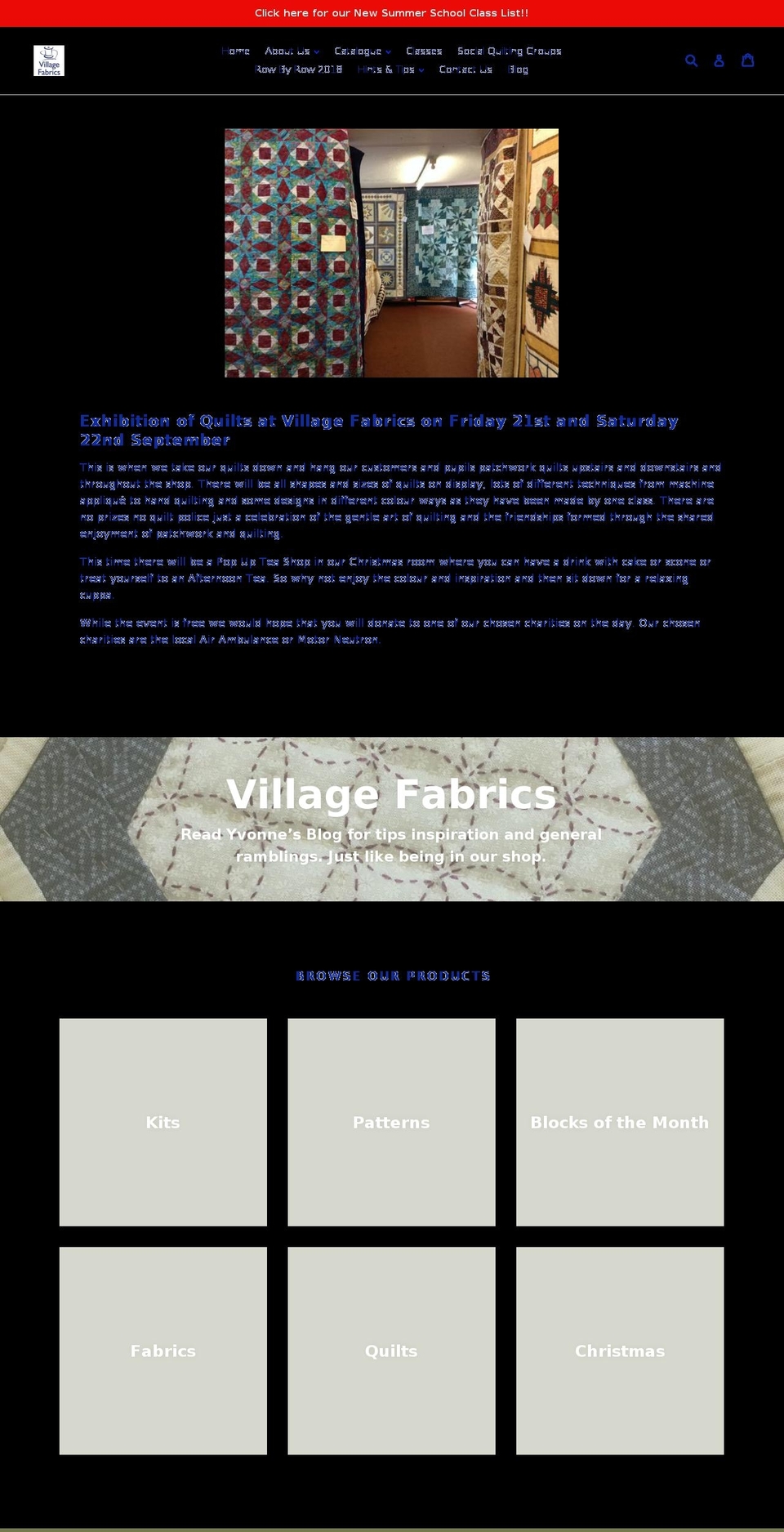 villagefabrics.co.uk shopify website screenshot