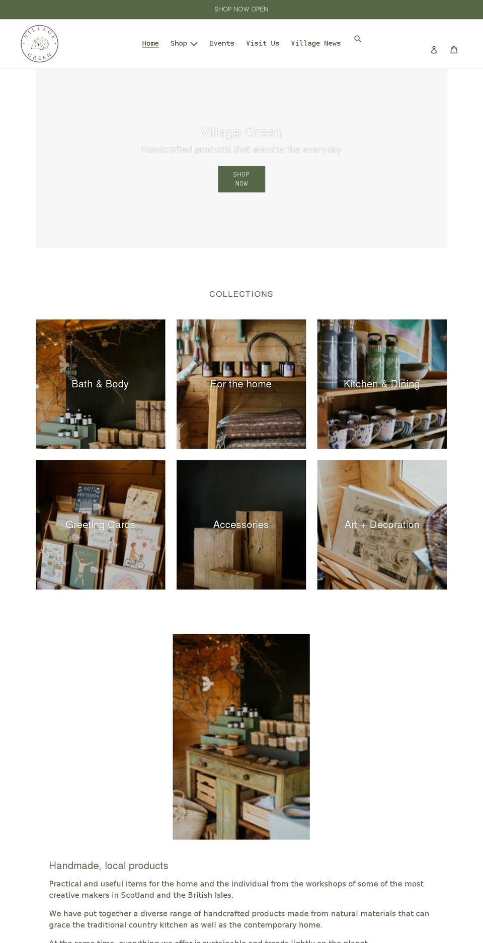 villagegreenhome.co.uk shopify website screenshot