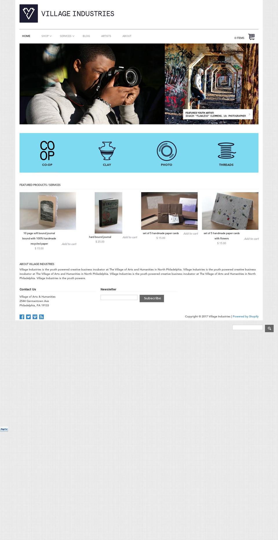 villageindustriesphilly.com shopify website screenshot