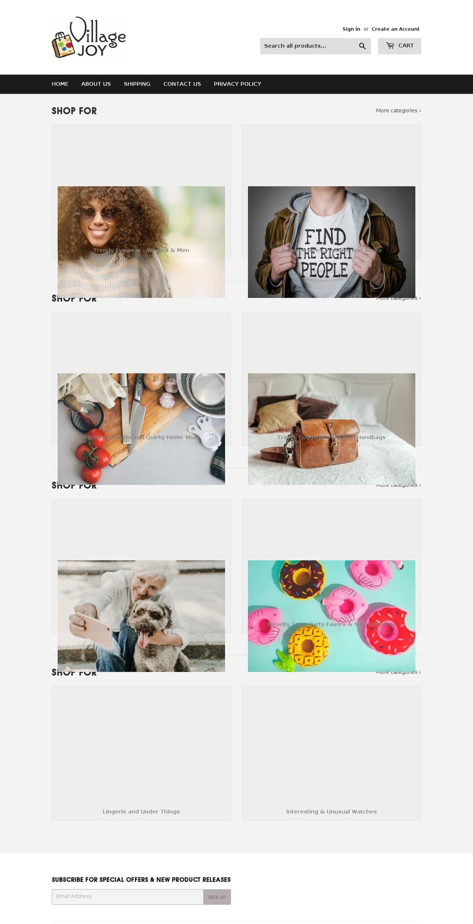 villagejoy.com shopify website screenshot