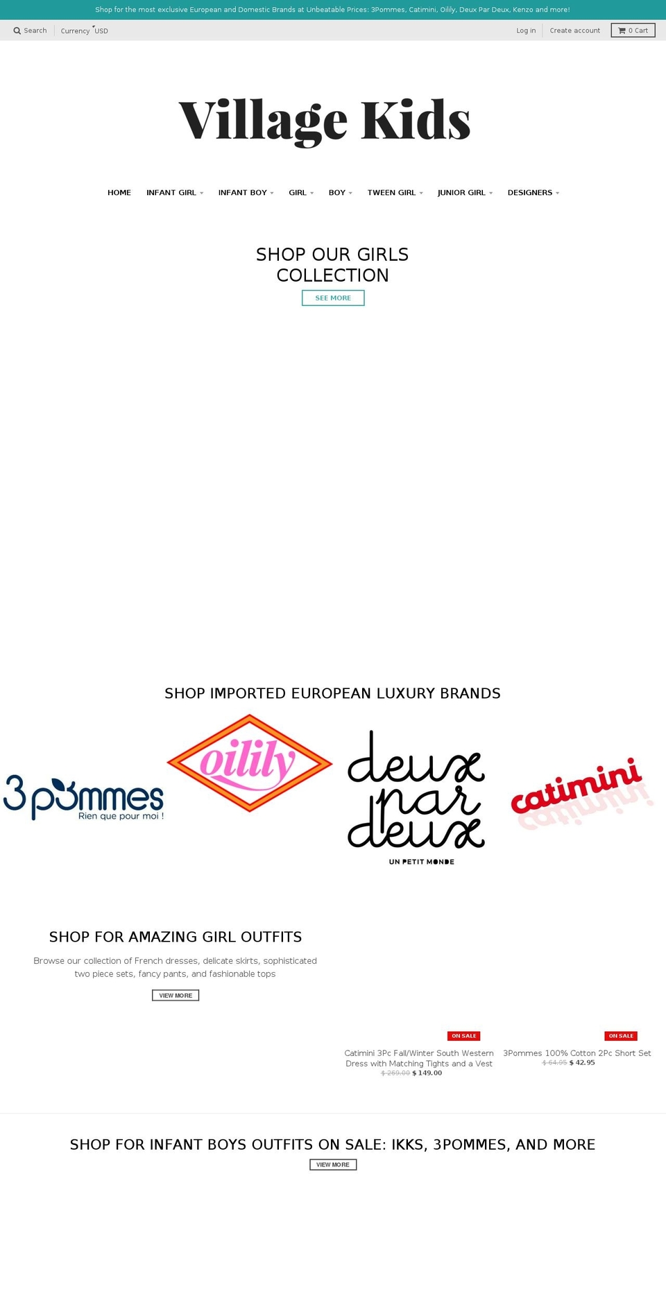villagekids.com shopify website screenshot