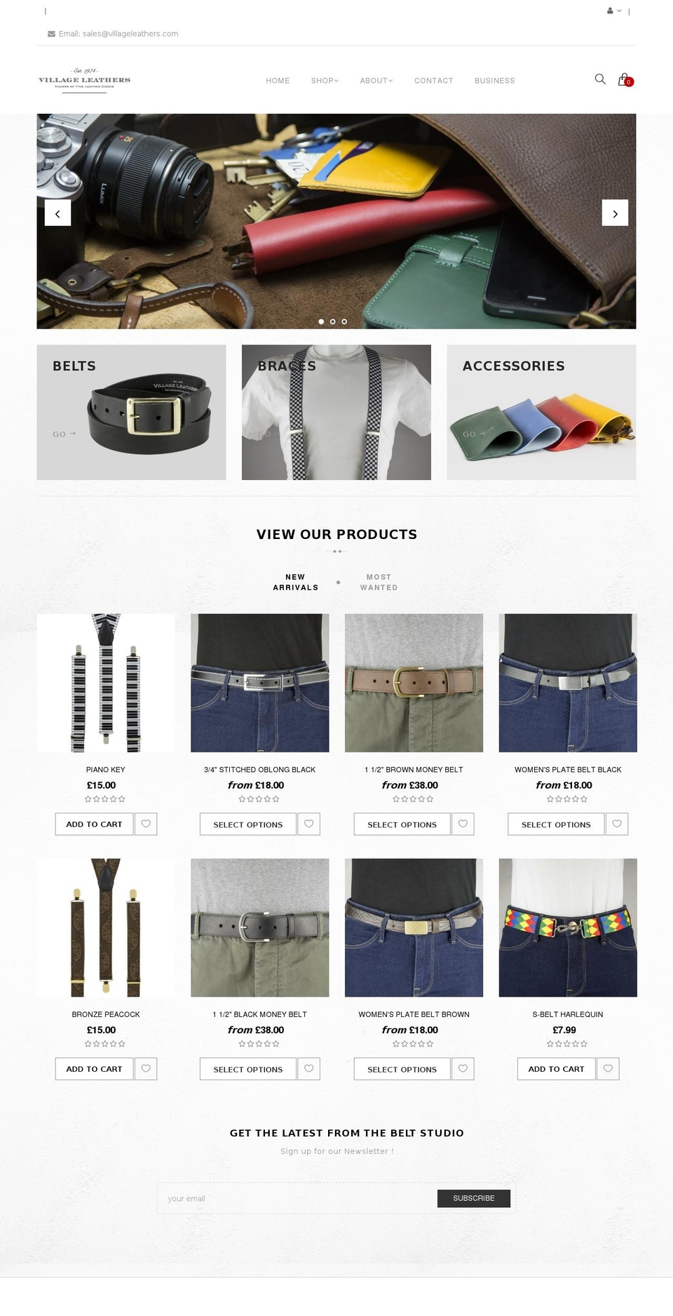 villageleathers.com shopify website screenshot