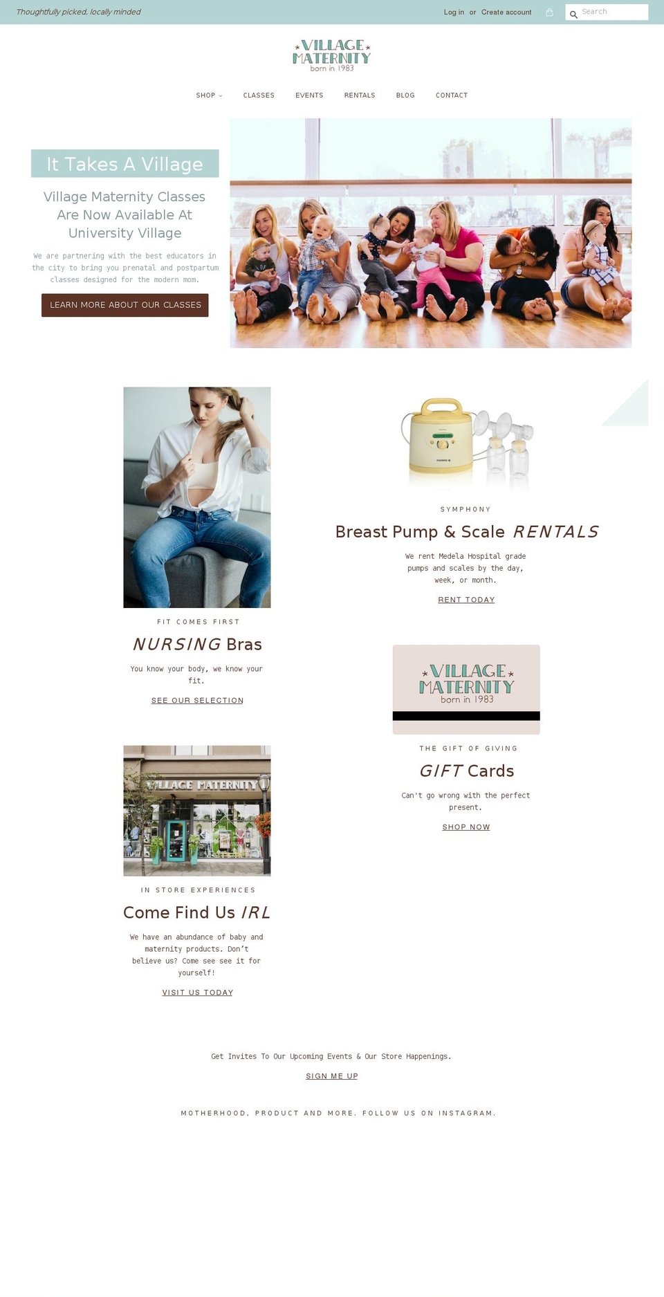 villagematernity.com — Shopify storefront screenshot