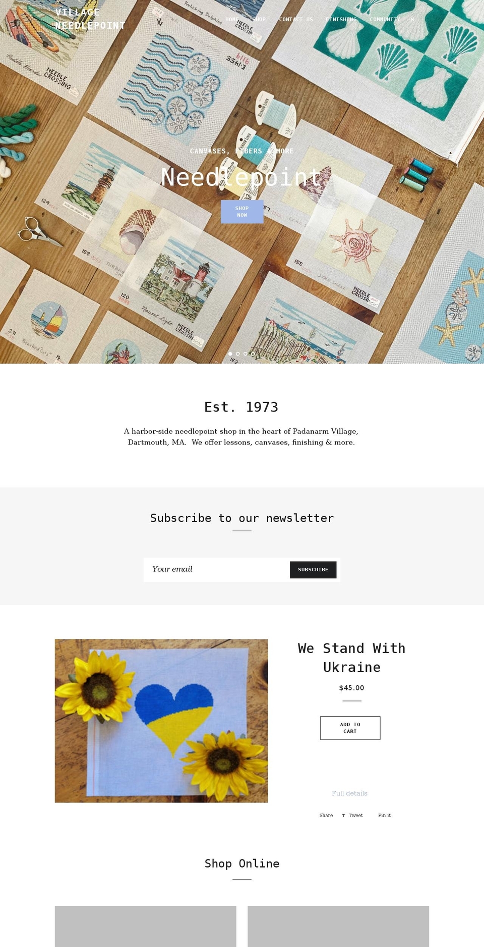 villageneedlepointpadanaram.com shopify website screenshot