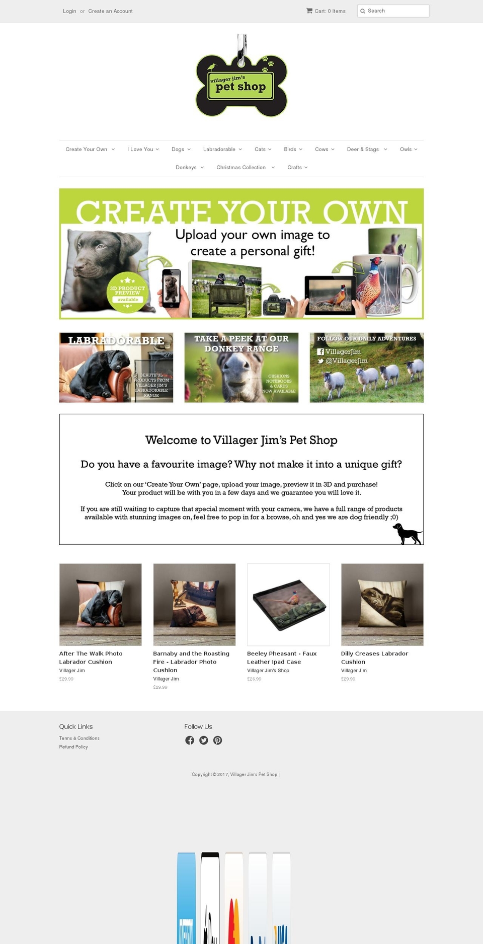 villagerjimspetshop.com shopify website screenshot