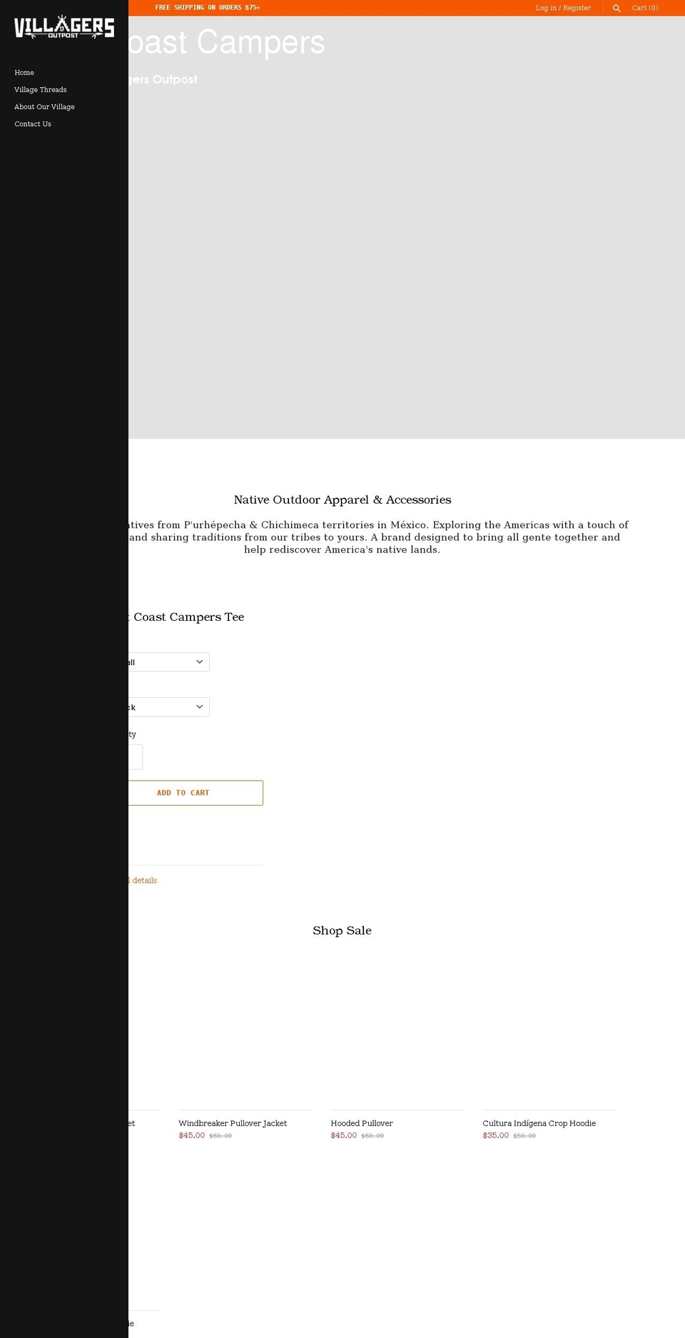 villagersoutpost.com shopify website screenshot