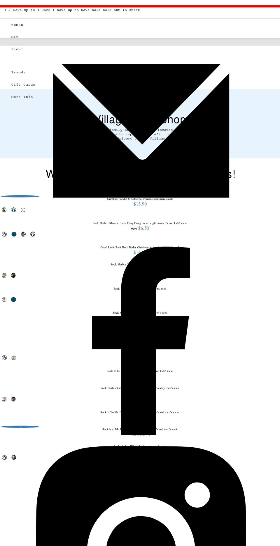 villagesockshop.com — Shopify storefront screenshot