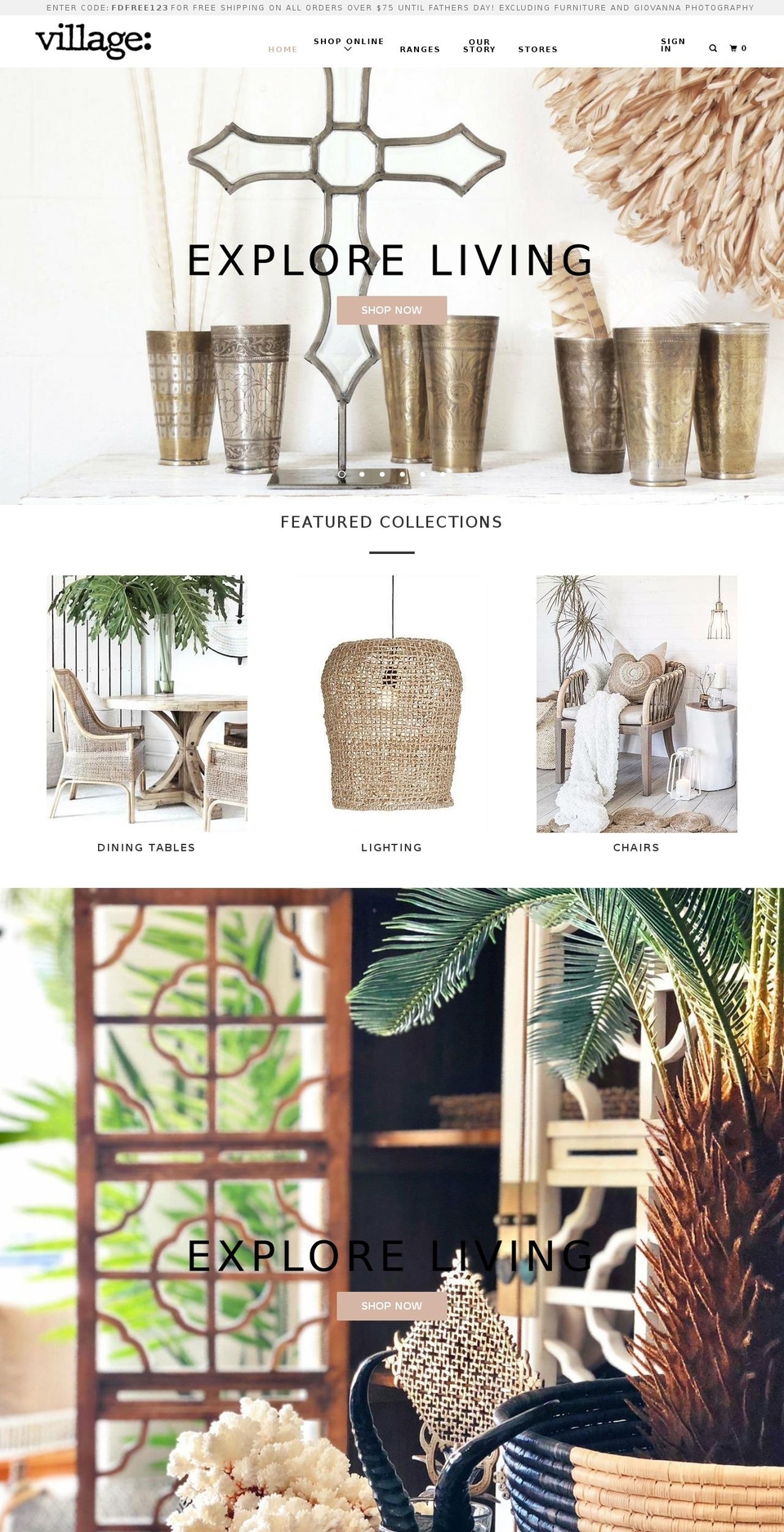 villagestores.com.au shopify website screenshot