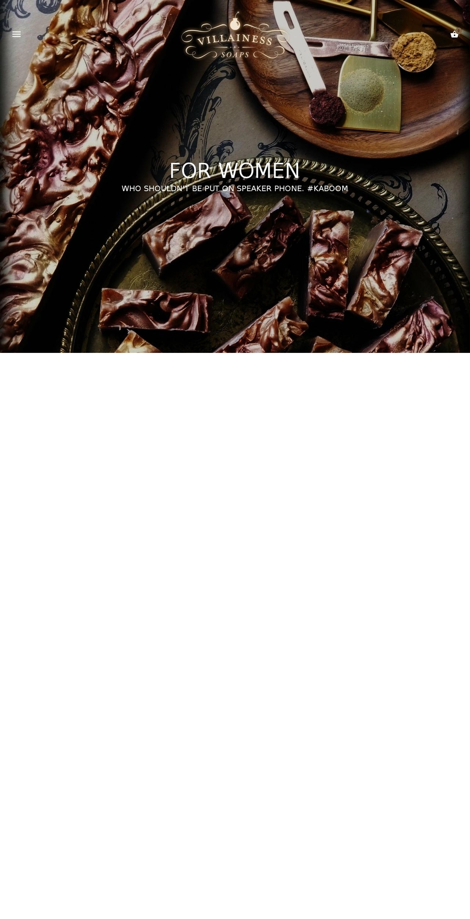 villainess.org shopify website screenshot