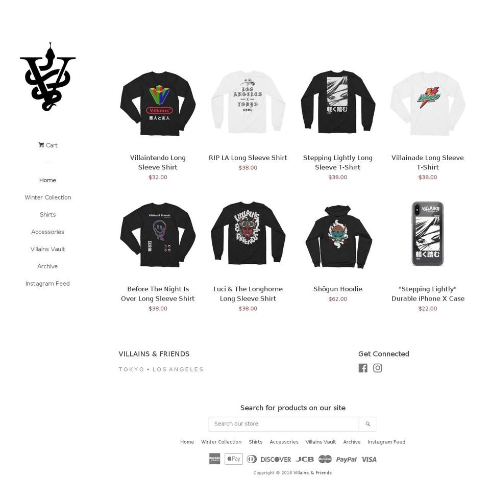 villainsandfriends.com — Shopify storefront screenshot