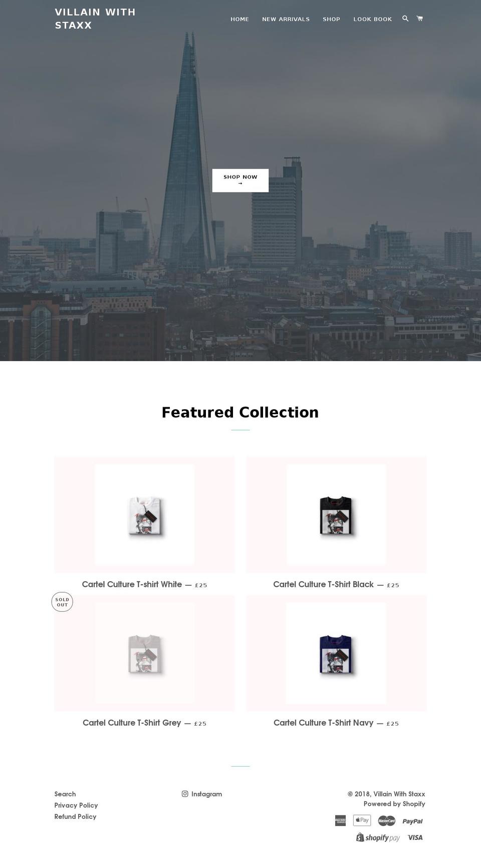 villainwithstaxx.com — Shopify storefront screenshot