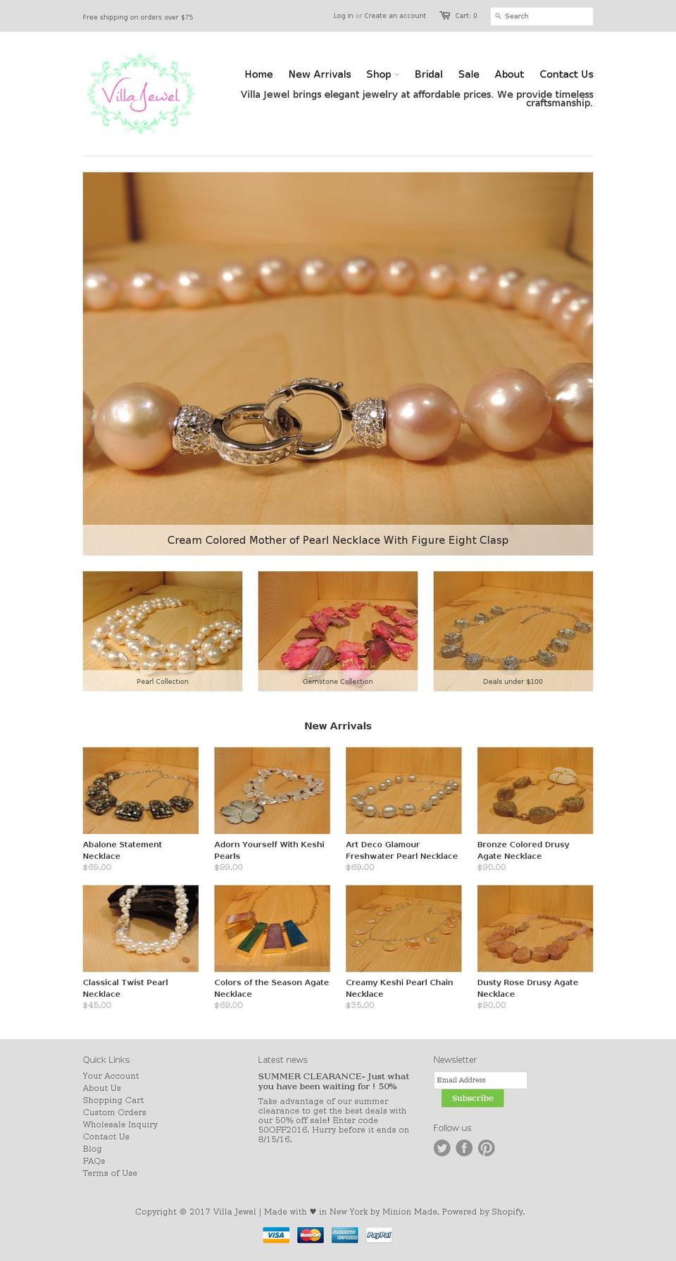 villajewel.com shopify website screenshot