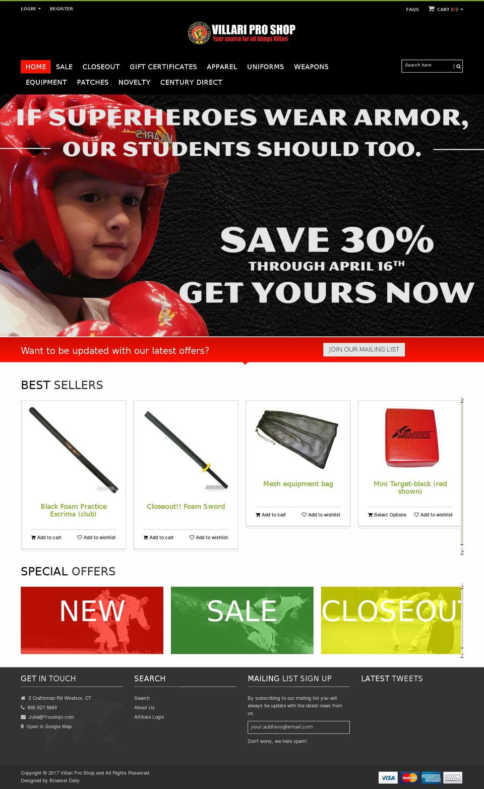 villariproshop.com shopify website screenshot