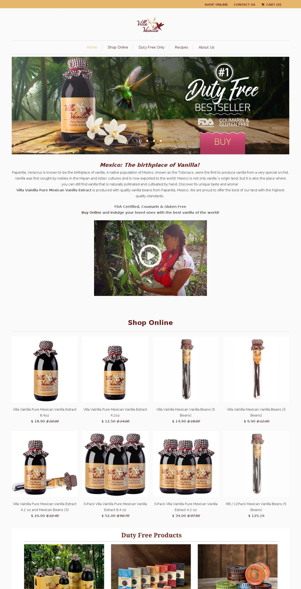 villavainilla.com.mx shopify website screenshot