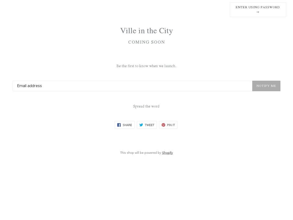 villeinthecity.com — Shopify storefront screenshot