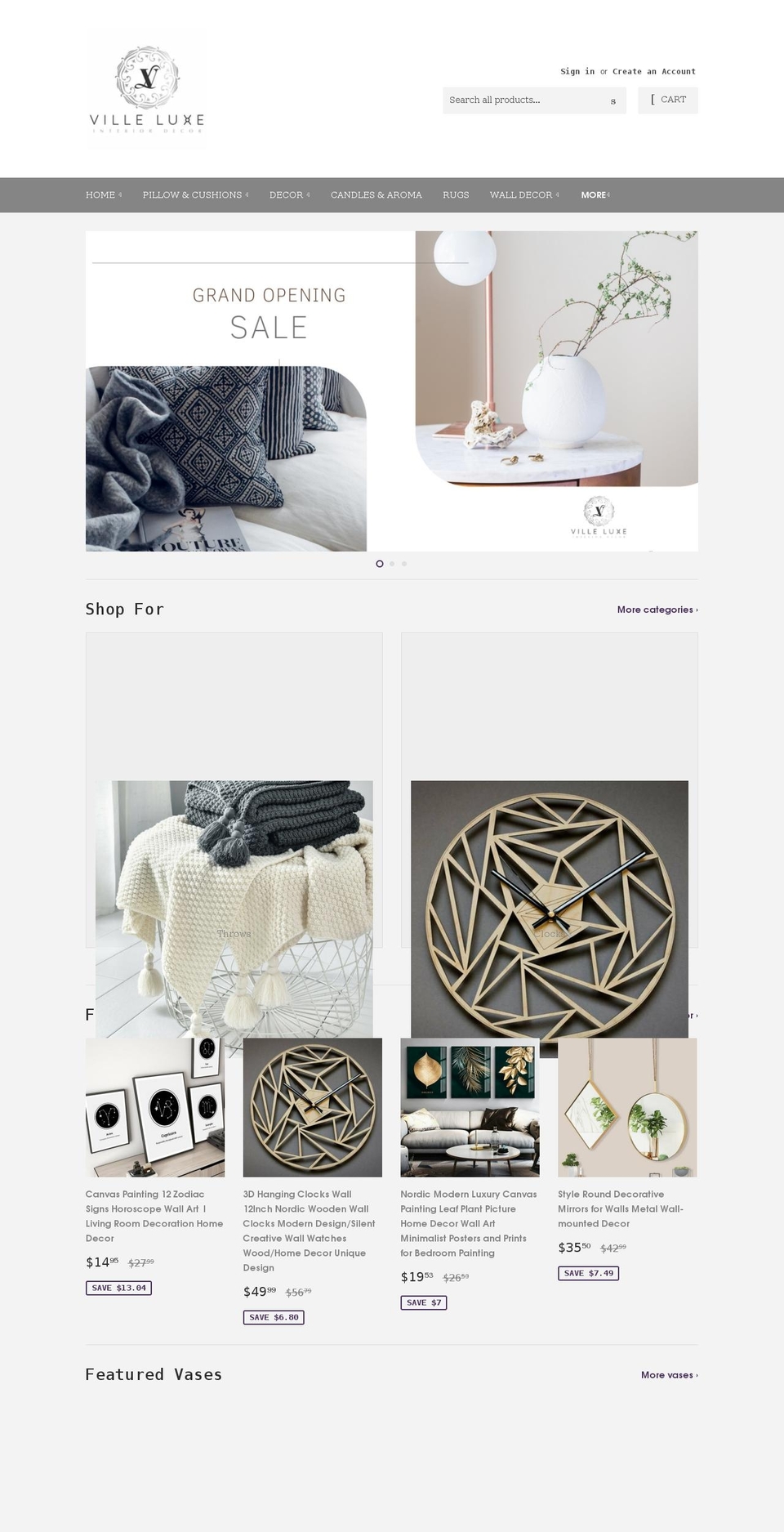 villeluxe.com shopify website screenshot