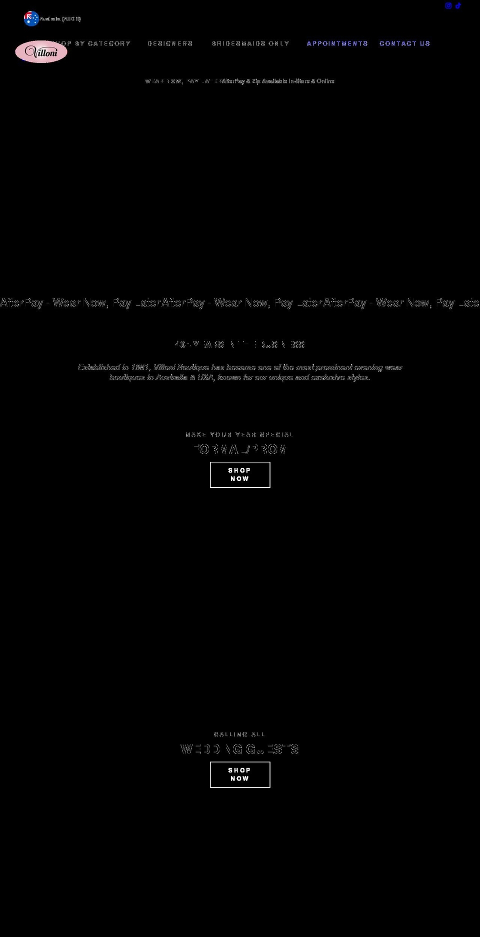villoniboutique.com shopify website screenshot