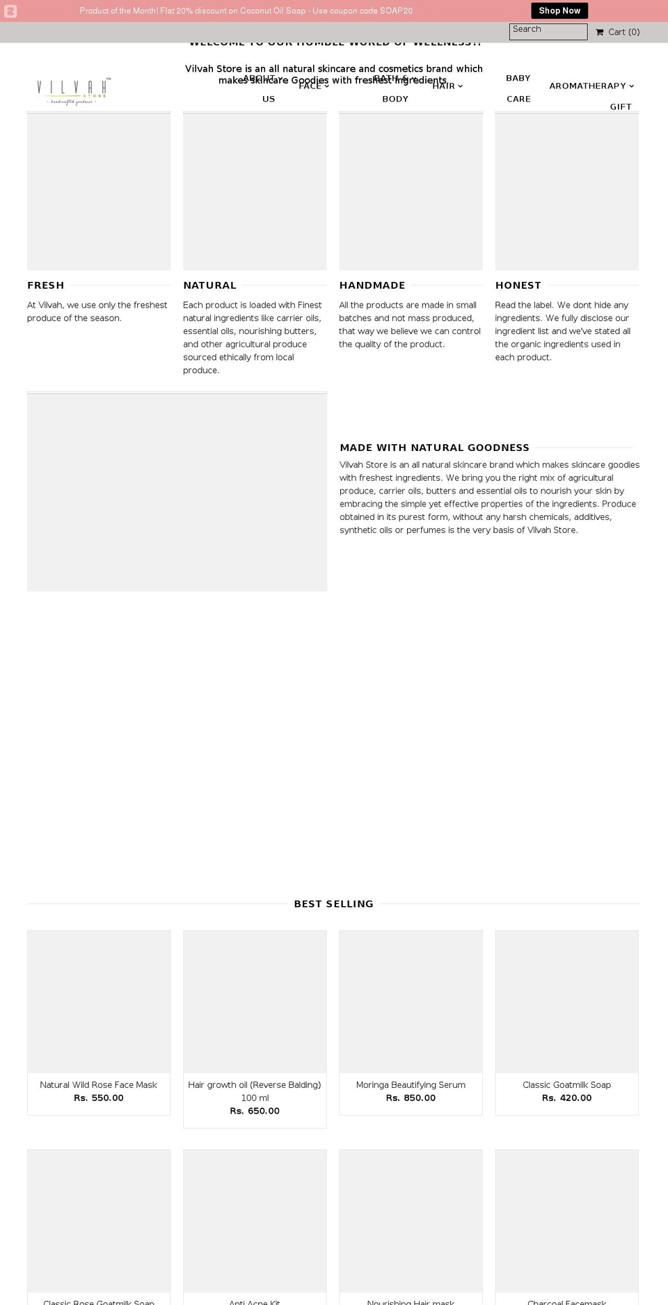 vilvahstore.com shopify website screenshot