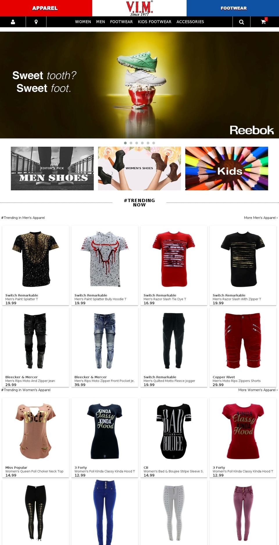 VIM V3 Shopify theme site example vimsneakers.com