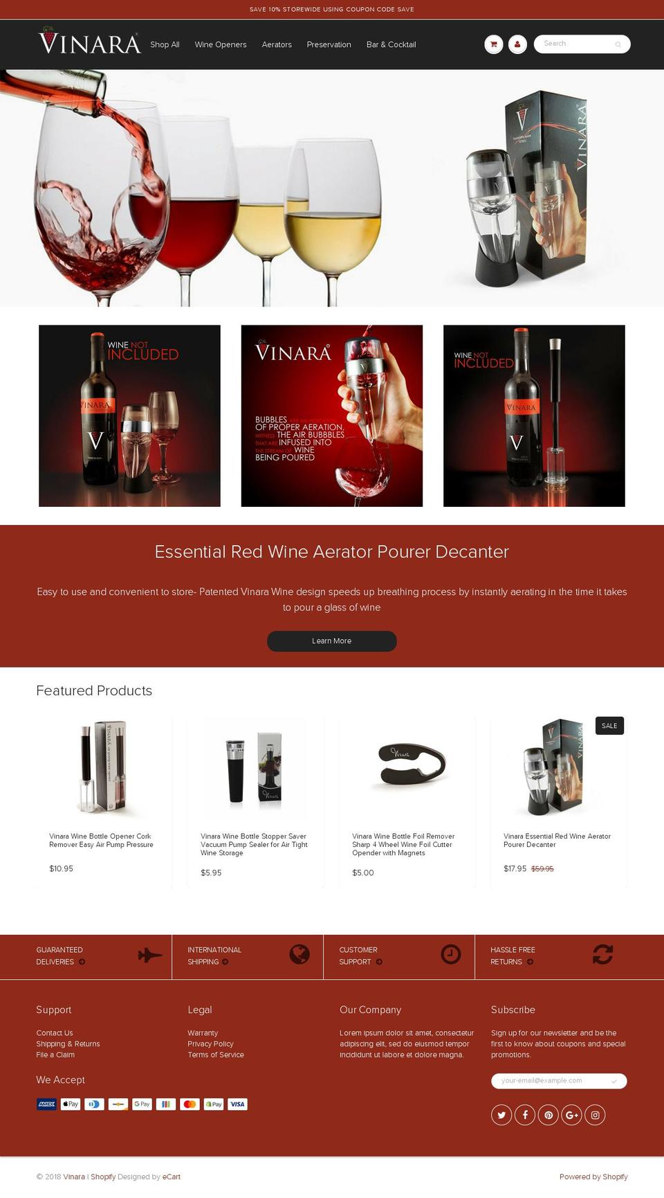 vinarawine.com — Shopify storefront screenshot