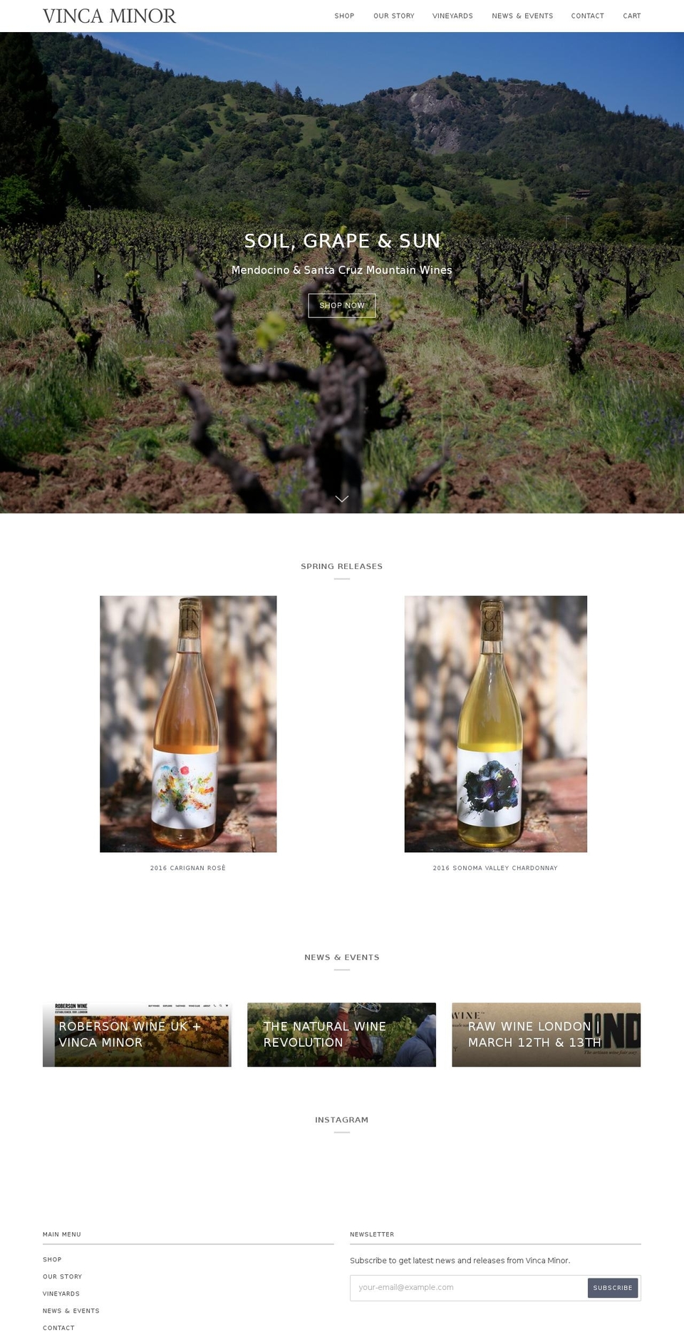 vincaminorwine.com shopify website screenshot