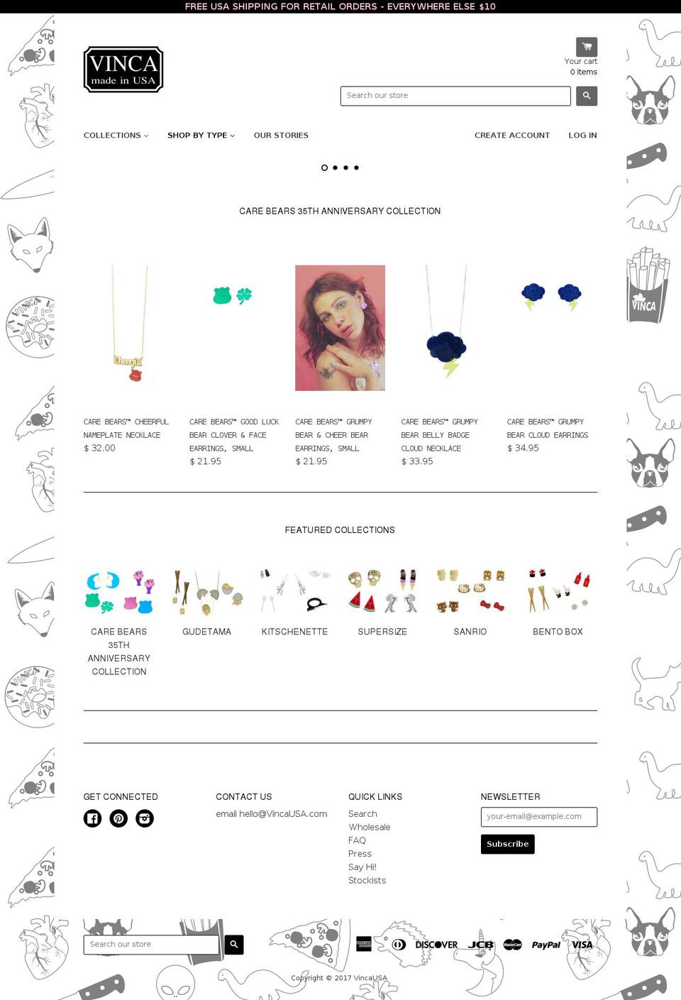 vincausa.com shopify website screenshot