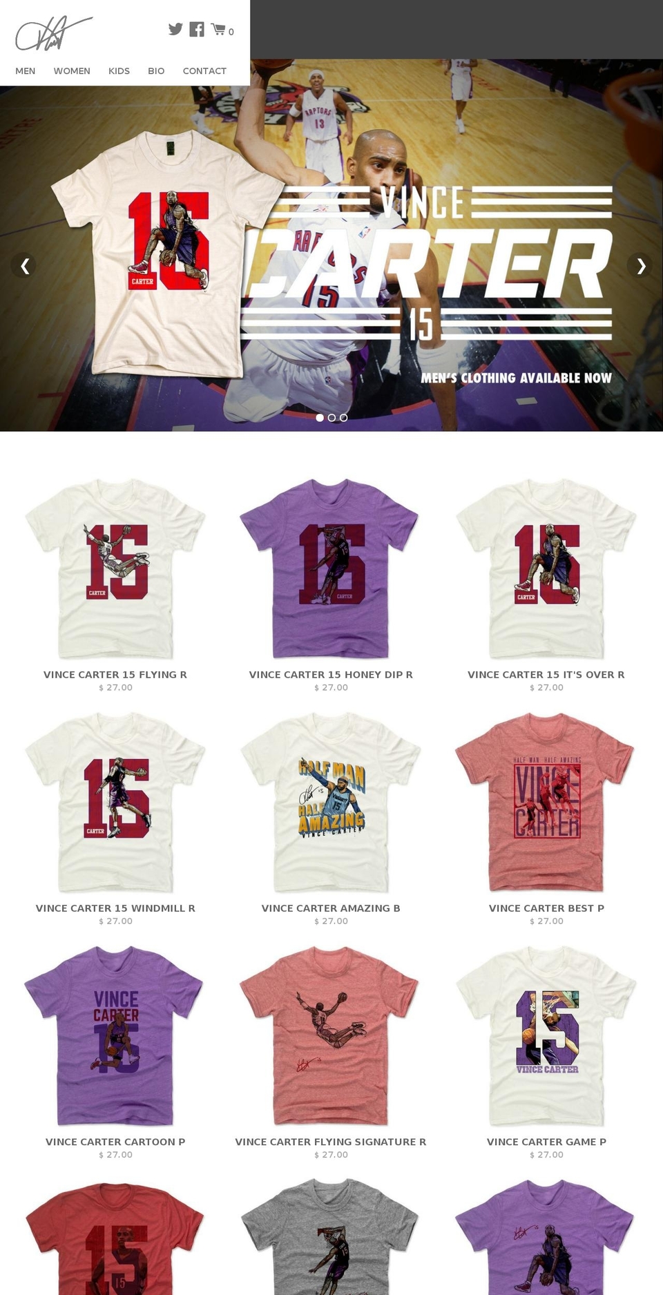 vincecarter15shop.com shopify website screenshot