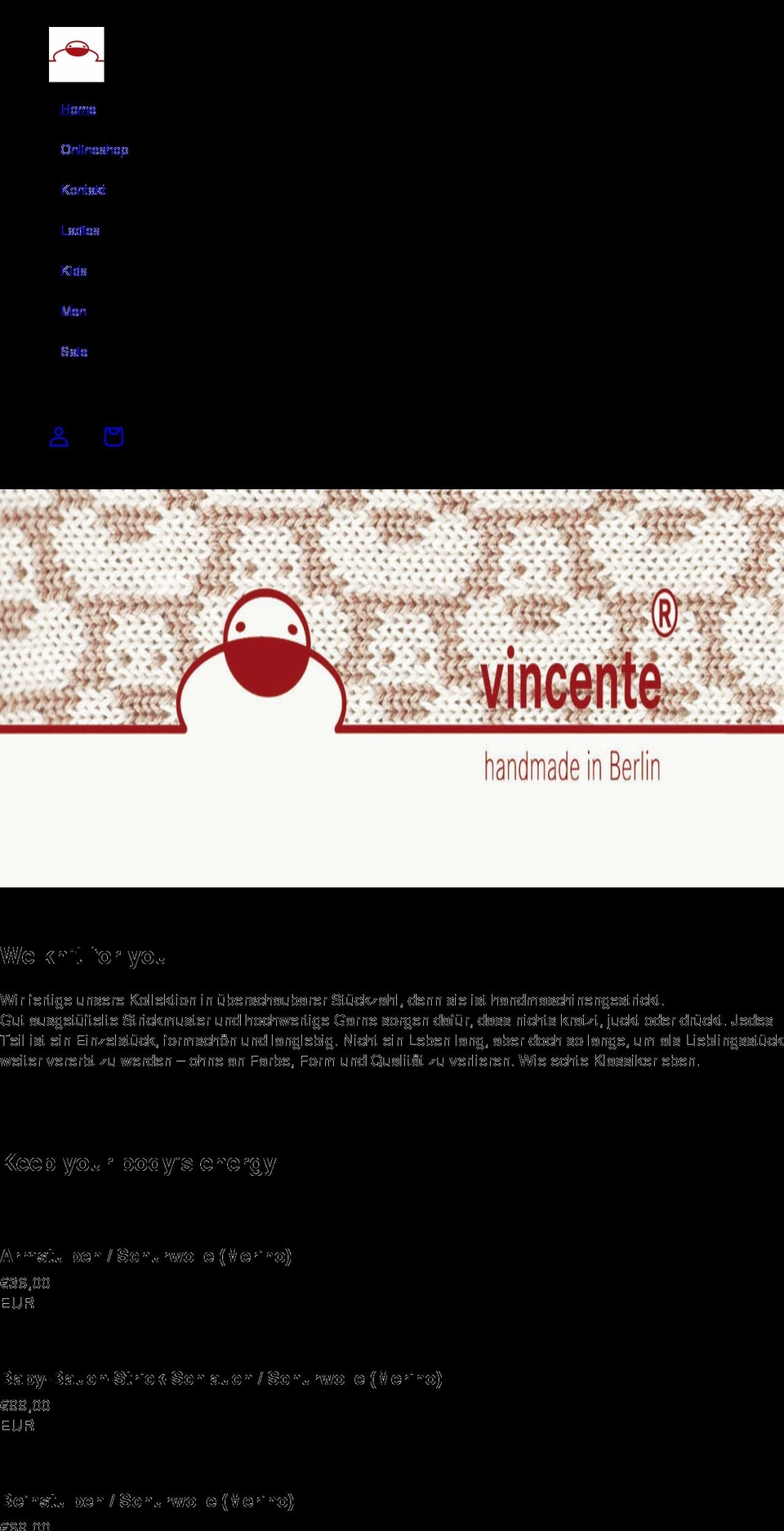 vincente.de shopify website screenshot