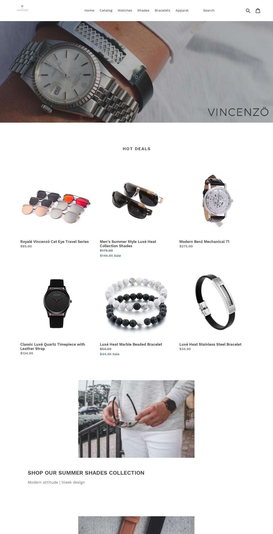 vincenzocollection.com shopify website screenshot