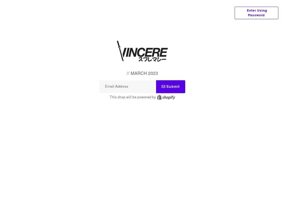 vincere.store shopify website screenshot