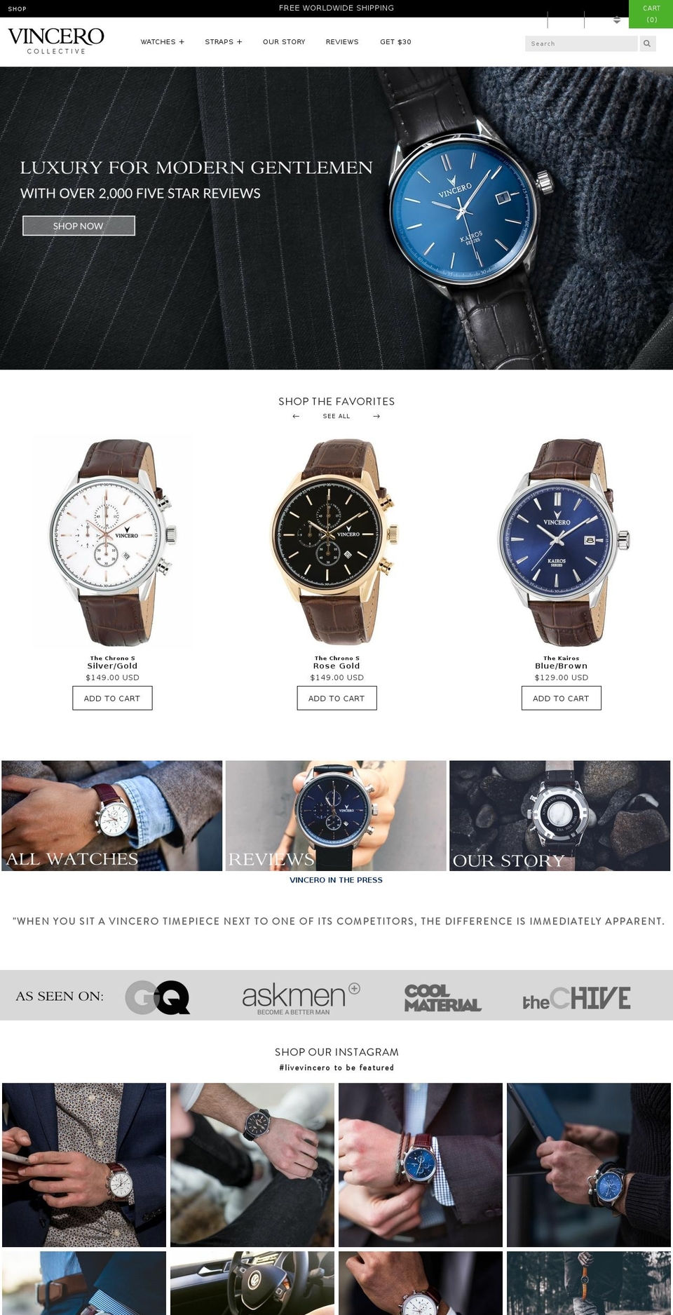 WATCHES Shopify theme site example vincerocollective.com