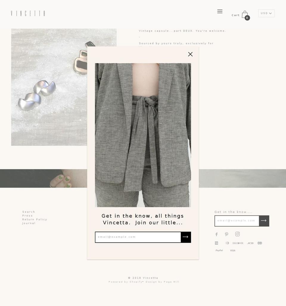 vincettastudio.com shopify website screenshot