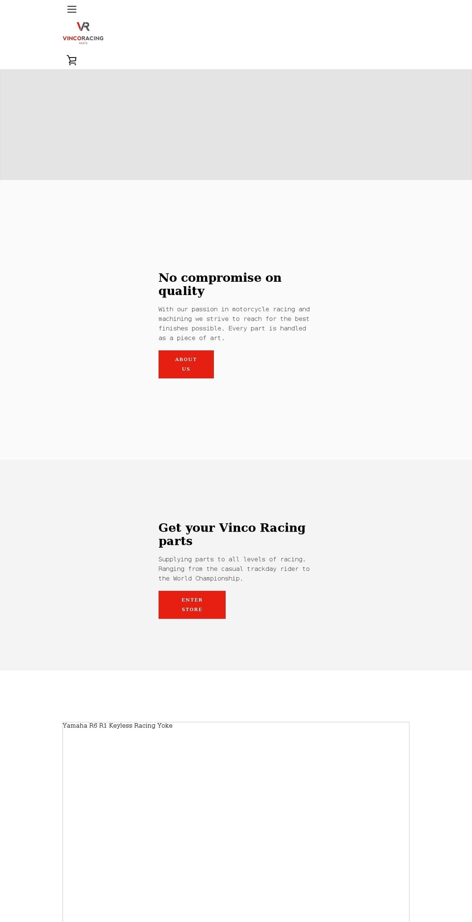 vincoracing.com shopify website screenshot