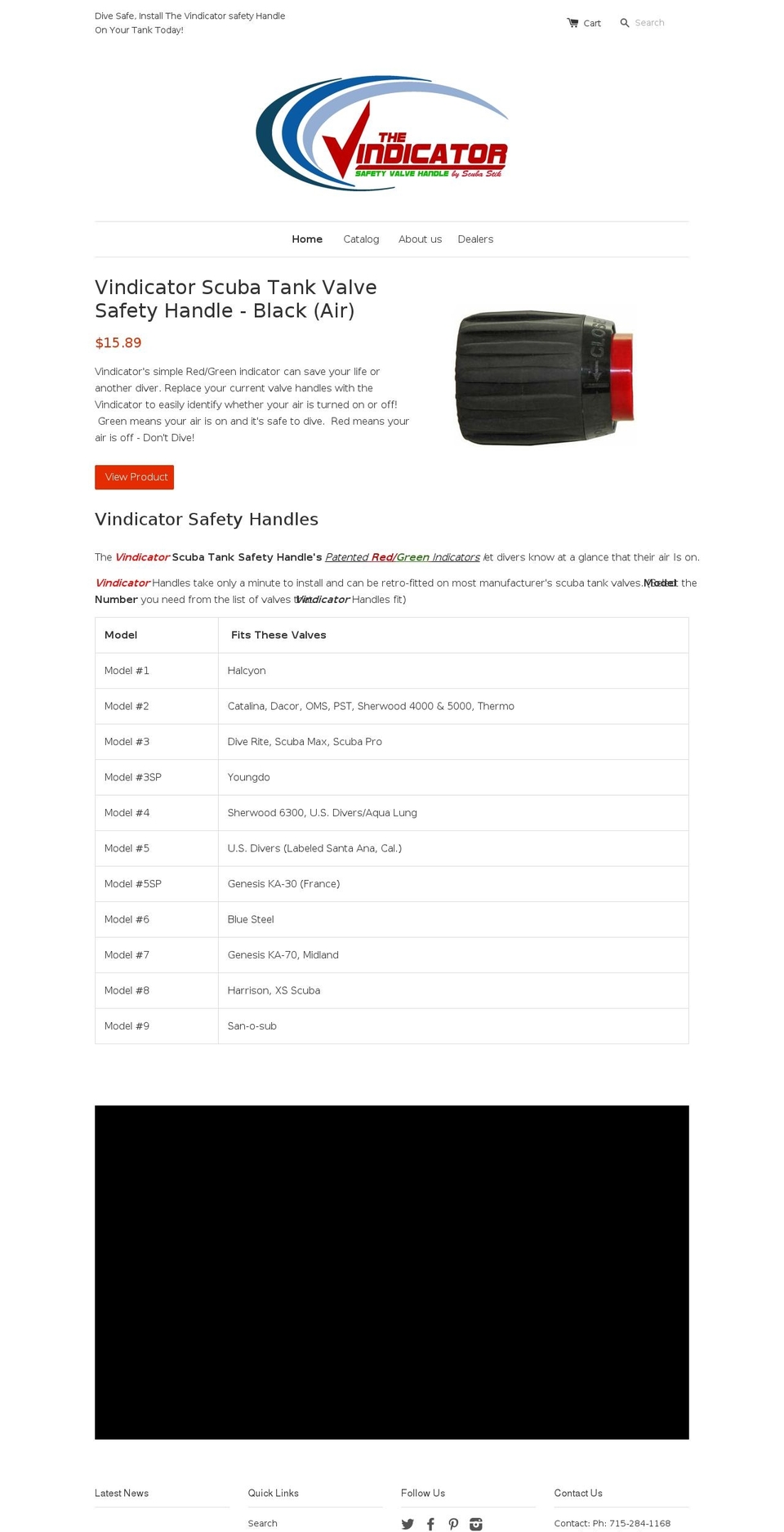 vindicatorhandle.com shopify website screenshot