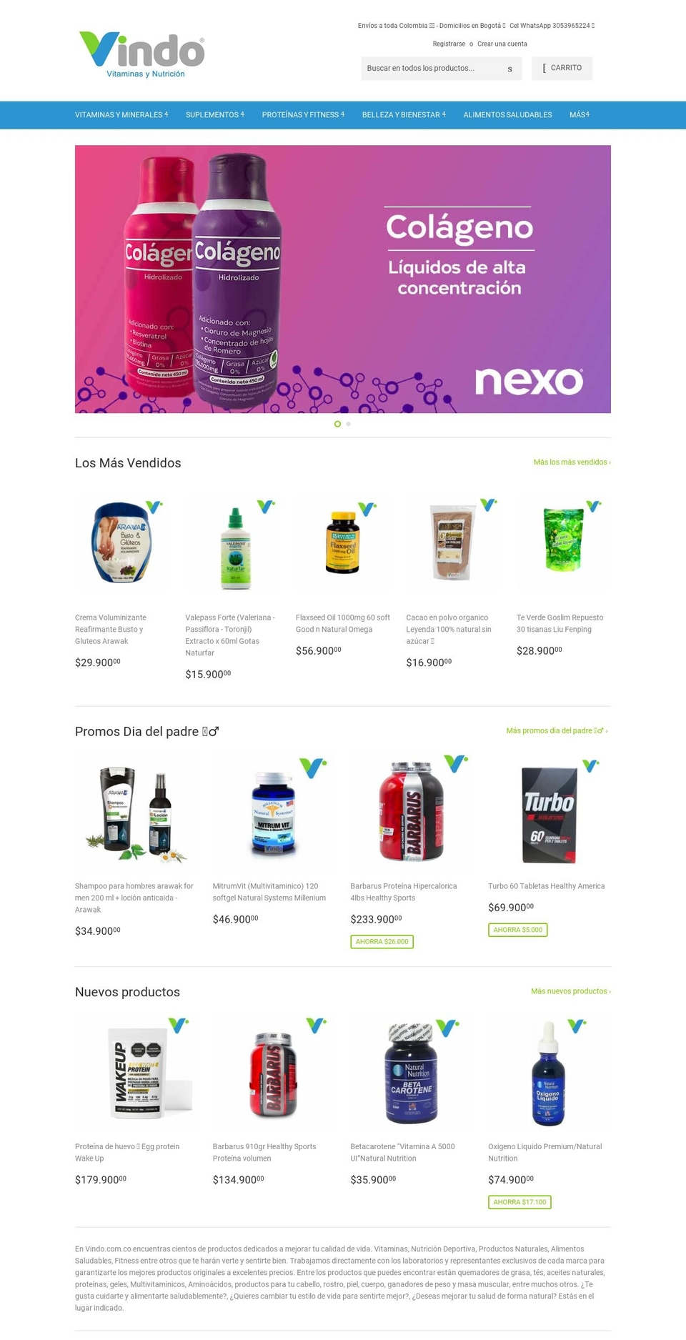 vindo.com.co shopify website screenshot