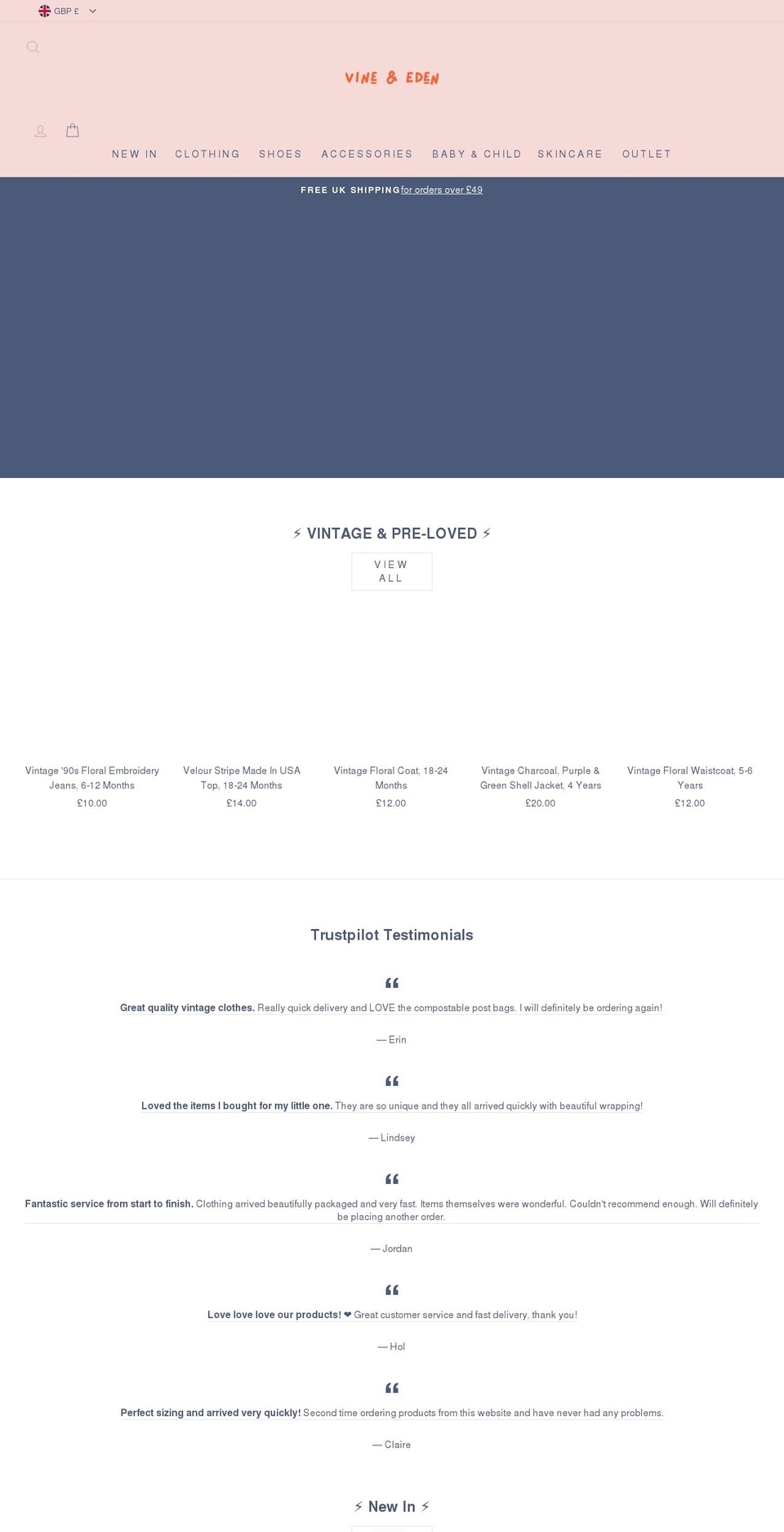vineandeden.com shopify website screenshot