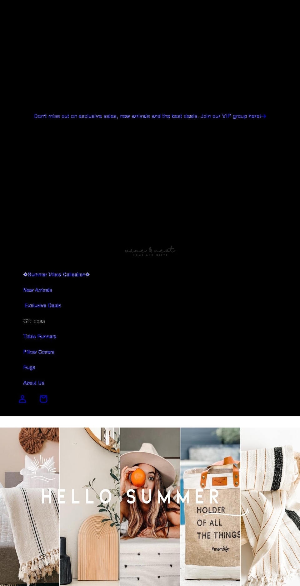 vineandnest.com shopify website screenshot