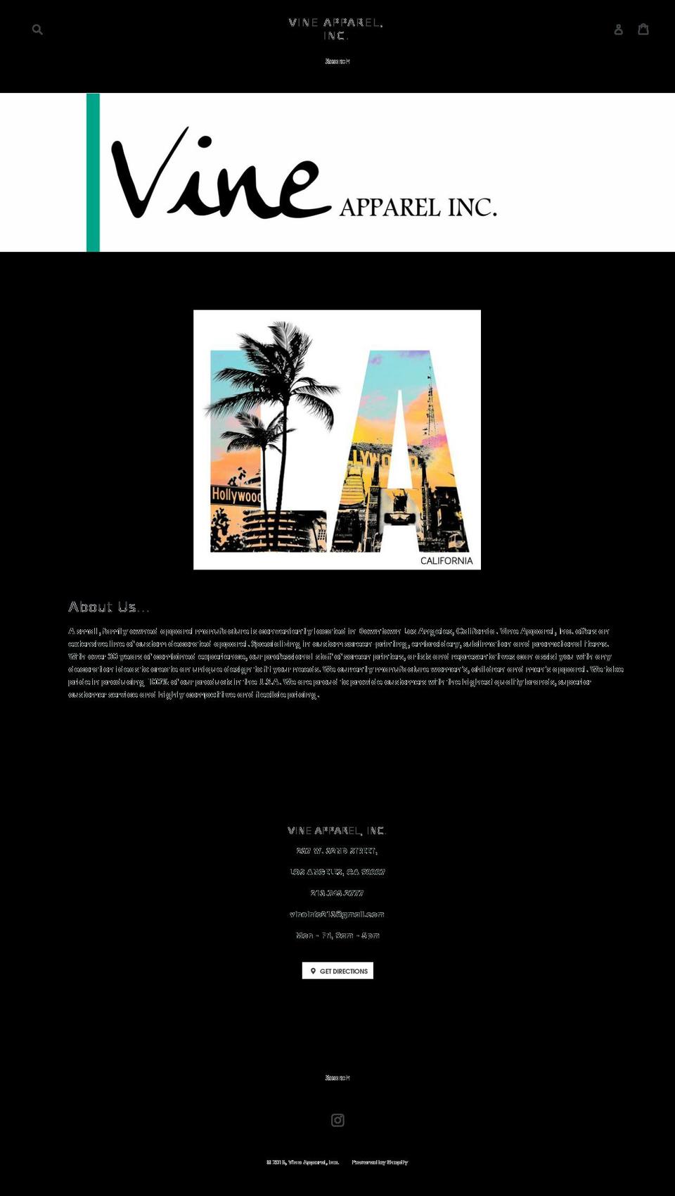 vineapparelusa.com — Shopify storefront screenshot