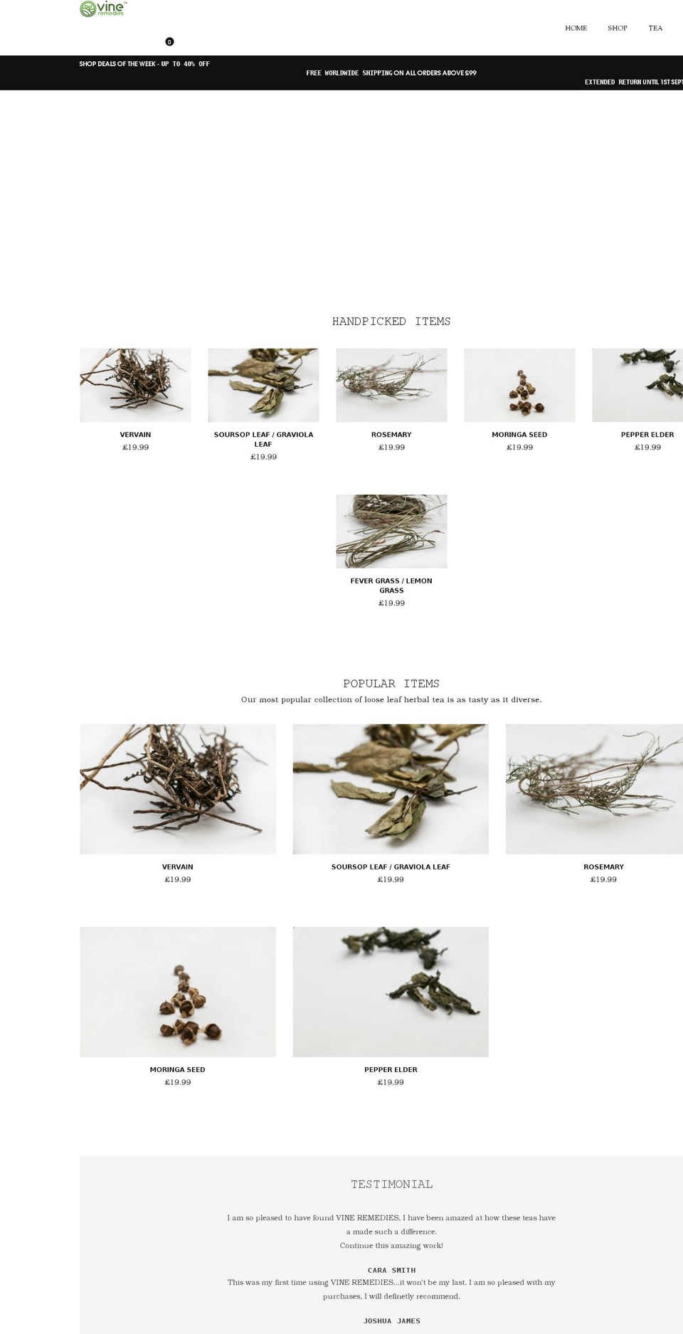 vineremedies.com shopify website screenshot