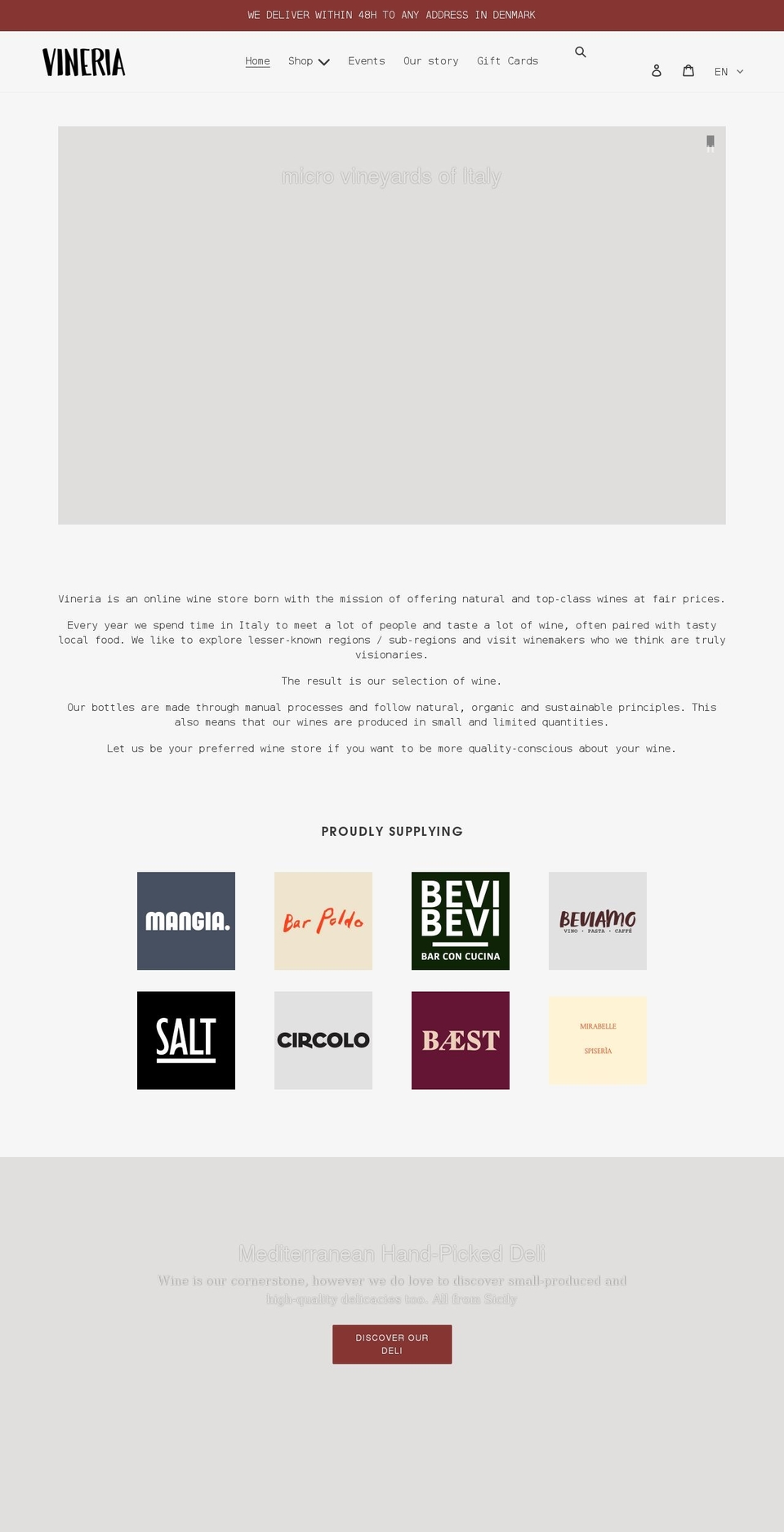 vineria.dk shopify website screenshot