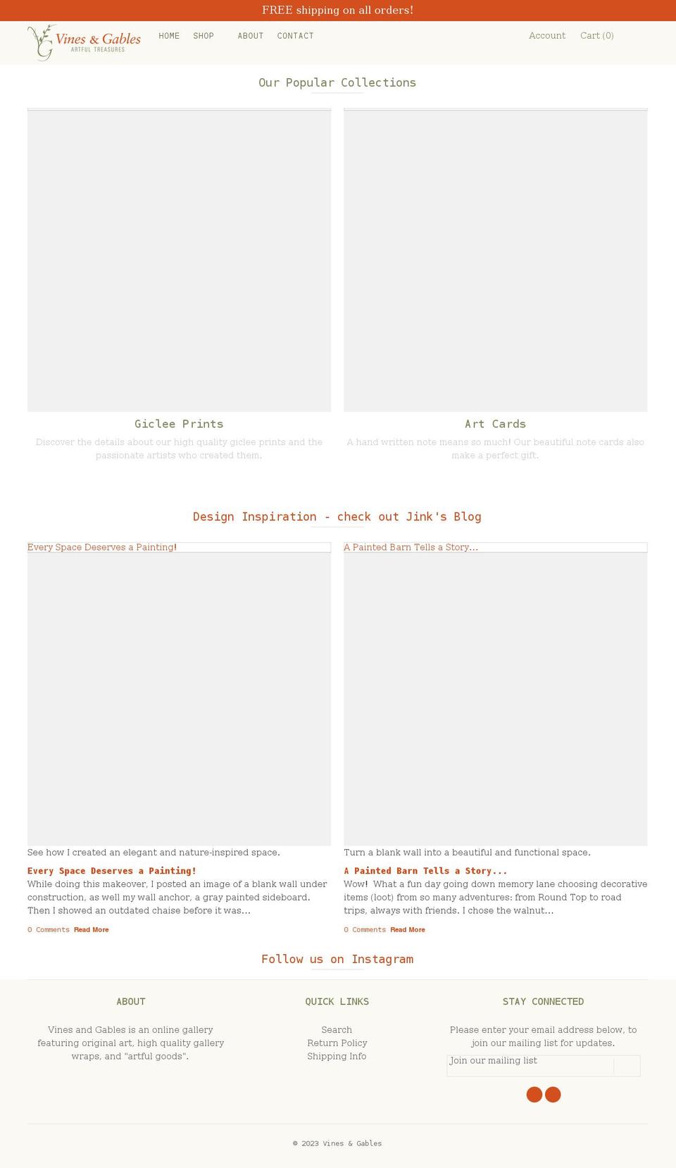 vinesandgables.com shopify website screenshot