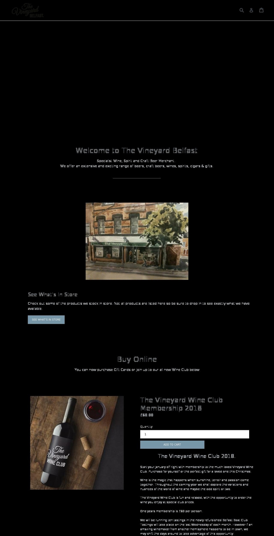 vineyardbelfast.co.uk shopify website screenshot