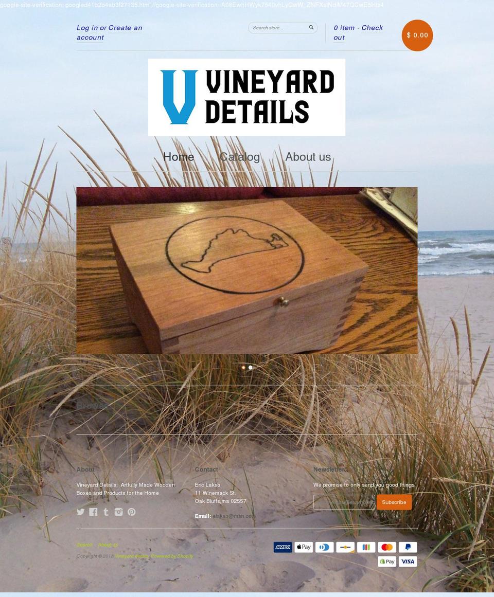 vineyarddetails.com shopify website screenshot